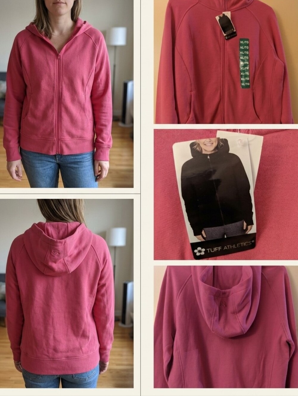 Tuff Athletics Pink Full-Zip Hooded Utility Jacket